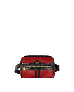 Ophida Belt Bag, Leather, Red/Navy, 517076, DB, B, 2*
